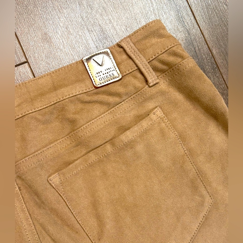 Guess Tan faux suede skinny leggings excellent condition Size 31